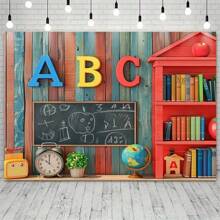 1pc ABC Letter Wooden Theme Room & Garden Decor Versatile Backdrop, Electricity-Free Photography Background, Suitable For Photo Props - Multicolor - View 1
