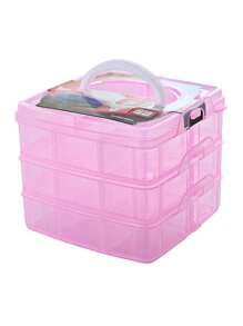 1 个可拆卸 3 层透明塑料收纳盒，可用于化妆品、珠宝、玩具、袜子等，带手柄，圣诞礼物 - 無色 - 查看 14