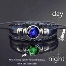 1pc Glow In The Dark 12 Zodiac Sign Braided Multilayer Bracelet, Unisex - style - View 3