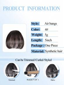 1pc Synthetic Air Bangs Wigs Heat Resistant Hairpieces Hair Women Girl Natural Short Fake Bangs Black Hair Brown Bangs Hair Clips In Hair Extensions Air Bangs Clip In Hair Extensions Curtain Bangs Blonde Thick Bangs Clip On Bangs For Women Clip On French Bangs Curved Bangs Daily Wear Carnival New Year Available