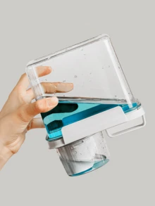 1 pièce Boîte de rangement pour poudre à lessive, grand bac en plastique à capacité élevée pour détergent liquide à usage domestique, organisateur étanche pour salle de bain et maison de 1100 ml/1800 ml/2300 ml - Transparent - Voir 2
