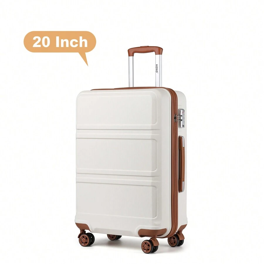 Vali du lịch ABS cứng nhẹ thời trang 20 inch, hành lý xách tay có khóa TSA, khóa kéo YKK, 4 bánh xe đôi, lý tưởng cho các chuyến công tác du lịch, kỳ nghỉ, vali du lịch nam và nữ, vali, vali, vali, hành lý du lịch bền, xách tay - Màu be - Xem 1