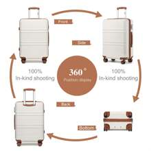 24/28 Inch Fashion Lightweight ABS Hard Case Check-In Suitcase With TSA Lock YKK Zipper 4 Double Wheels Trolley Travel Case Ideal For Men And Women Business Trips Travel Vacations - 米色 - 查看 2