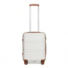 Vali du lịch ABS cứng nhẹ thời trang 20 inch, hành lý xách tay có khóa TSA, khóa kéo YKK, 4 bánh xe đôi, lý tưởng cho các chuyến công tác du lịch, kỳ nghỉ, vali du lịch nam và nữ, vali, vali, vali, hành lý du lịch bền, xách tay - Màu be - Xem 4