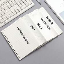 1pc Thick A5 Refillable Notebook Paper, 20-Ring Blank Lined Loose Leaf Refill - White - View 1