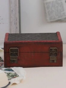 1pc Vintage Jewelry Storage Box - Jewelry Decorative Box/Gift Box (For Women) - Redwood - View 7