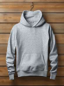 Plain Sweatshirt With No Print And Hood  2042 - Grey - View 1