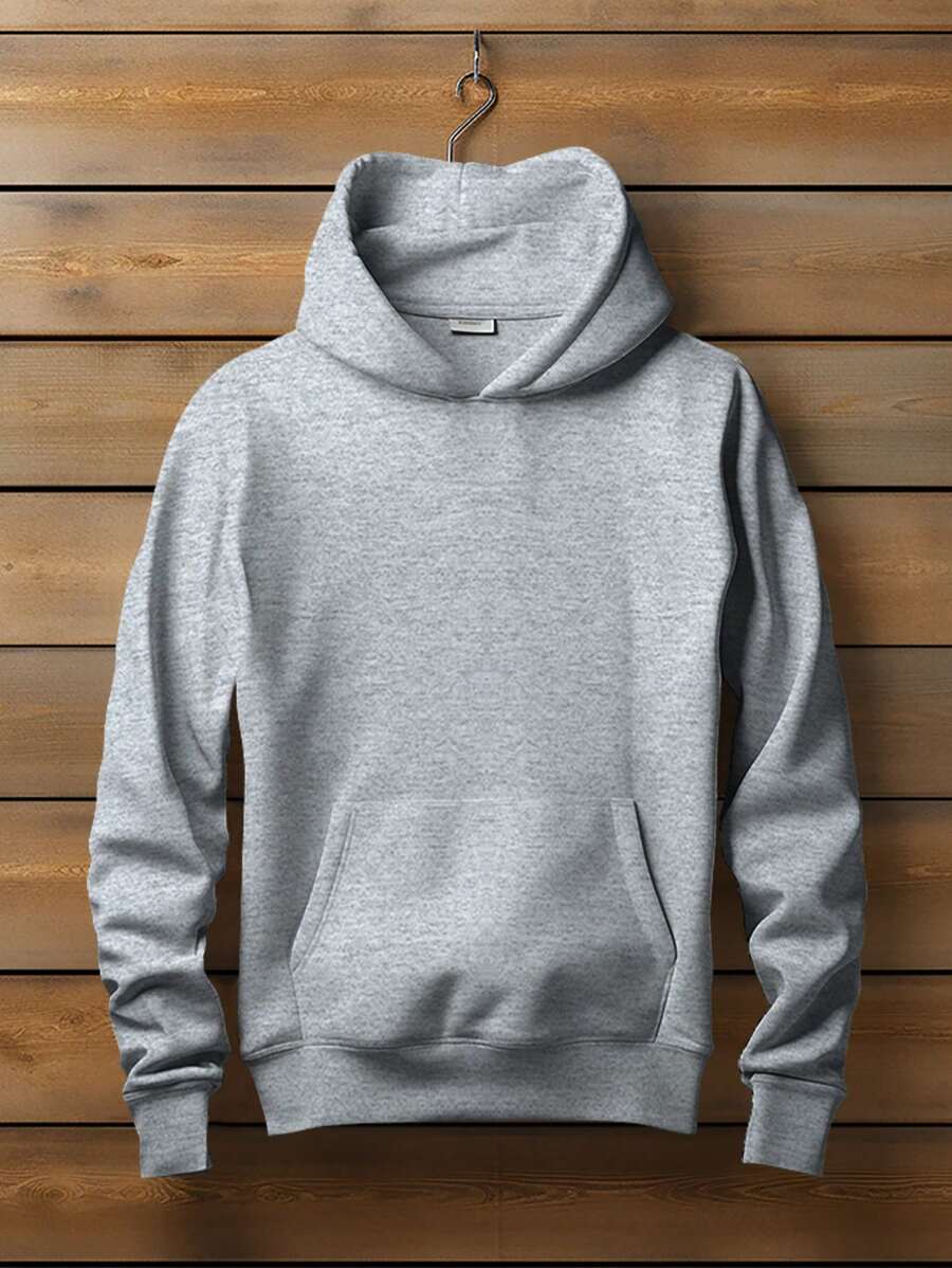 Plain Sweatshirt With No Print And Hood 2042 - Grey - View 1
