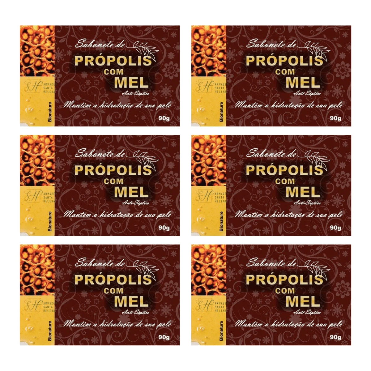 Kit 6 Bionature - Sabonete de Própolis com Mel 90g