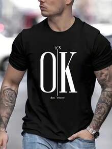 OK Graphic Men's T-Shirt 100% Cotton Premium Launch Shirt - 黑色 - 查看 1