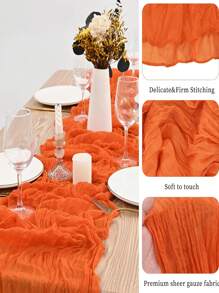 4-Seasons Vintage Country Style Sheer Fabric Tablecloth, Tablerunner, Bohemian Elegant Decor For Easter, Wedding, Baby Shower, Birthday Party, Rustic Dining Table Centerpiece - Multicolor - View 2