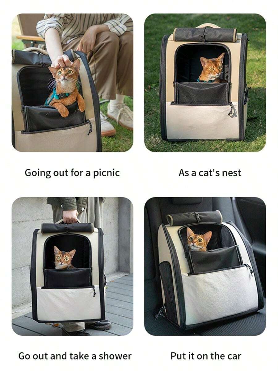 Zaino Per Animali Domestici - Traspirante E Sicuro, Per Cani E Gatti Piccoli, Torace 48 Cm, Schiena 33 Cm, Nero - Foto 3