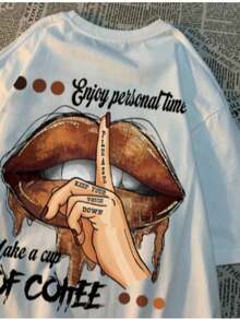 Boca Off Coffee Printed Women's T-Shirt - White - View 2