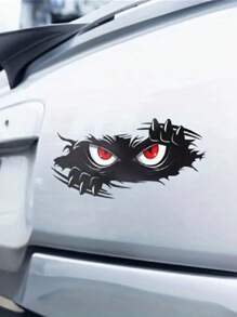 窥视怪物愤怒的眼睛汽车贴花，有趣的怪物贴纸，适用于汽车、卡车、凹痕和跑车，大型黑色乙烯基保险杠贴纸和贴花 - 黑色 - 查看 3