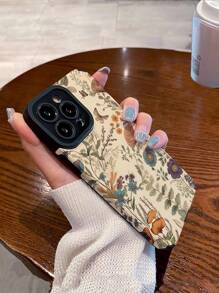 1 Stück Retro Blumenmuster Vertikalstreifen Klassisches Anti-Drop Soft TPU Handyhülle kompatibel mit Apple 17/17 Air/17 Pro/17 Pro Max - Verschiedenfarbig - Übersicht 5