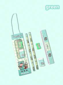 5pcs/Set Cartoon Design Pencil Case & Stationery Gift Set, Comes With Strap (Random Color) - Multicolor - View 13