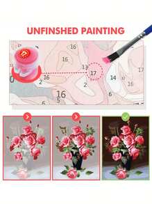 1 套复古玻璃蜻蜓画 DIY 数字油画套件，无框，客厅和卧室装饰，节日和生日礼物，40*50 厘米 - 淺藍色 - 查看 3