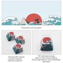 CHERRY OEM Height PBT Keycaps, Coral Sea Theme Sublimated Keycaps Set - 8 Keycaps Including 6.25U Space, 2.75U Enter, 2U Numpad Enter, ESC, Arrows, Customized Mechanical Keyboard Keycaps - OEM Height-pBT-coral Sea-a Boxed (Space+ESC+4 Arrow Keys+2 Enter Keys) - View 7