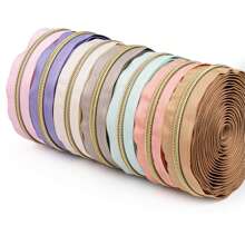 1 Set = 4.5m Zipper + 10pcs Zipper Pulls, Nylon 5 Zipper With Contrast Light Golden Teeth, Nylon Coil, For Garment & Bag - Colorblock Zipper - View 8