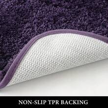 Set Of 2 Non Slip Shaggy Bathroom Rugs Extra Thick Soft Bath Mats Plush Microfiber Absorbent Water For Tub Shower Machine Washable (Dark Purple, 24x44 Inches) - 深紫色 - 查看 4