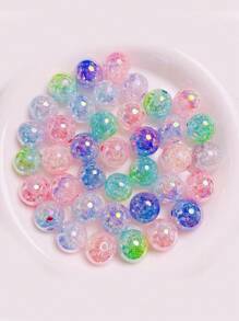 10 件随机款式亚克力镀 UV 多彩双色渐变爆裂直孔珠 DIY 爱心方圆蝴蝶星手机链首饰配件散珠 - 彩色 - 查看 14
