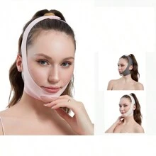 Vendajes faciales, mascarillas faciales reafirmantes, las mascarillas reafirmantes se pueden usar para dormir, hacer ejercicio y yoga. Son livianas, transpirables y no se arrugan cuando se usan. Se pueden - Rojo y blanco - Ver 1