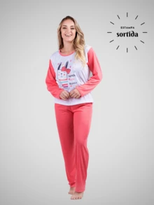 Kit 4 Long Comfort Pajamas Day To Day Night Line Colorful Long Sleeve Long Pants Women's Fashion - Nhiều màu - Xem 8