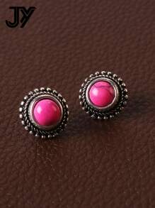 1 Pair Asymmetrical Geometric Teardrop & Circle Minimalist Multi-Color Turquoise Stud Earrings - Geometry - View 20