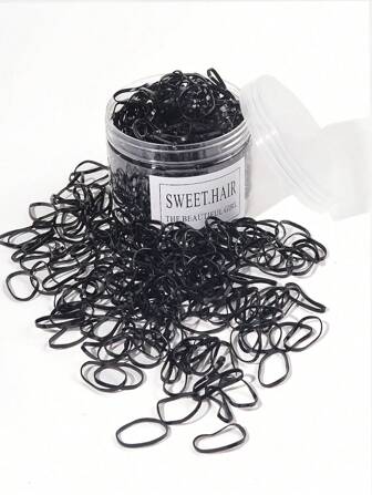 500 Stücke dicke Einweg-Haargummis in einer durchsichtigen weißen Box für Frauen, dicke und hochelastische Haargummis ohne das Haar zu verletzen, tragbares Haar-Accessoire für den Alltag, Kopfschmuck für Frauen, Haar-Accessoires für Frauen, Pferdeschwanz, Haargummis, Haarseil-Pferdeschwanzhalter, Haargummis