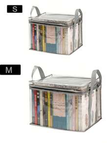 1 pièce Boîte de rangement transparente pour livres, boîte de rangement pour livres pliable, rangement pour salle de classe, boîte de rangement pour livres, boîte de finition domestique transparente, boîte de rangement pour livres