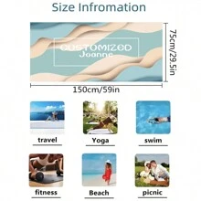 1 pieza Toalla de playa personalizada donde puede escribir su nombre y foto para personalización privada, toalla de playa de fibra ultrafina, esterilla de playa, piscina y vacaciones en la , viaje al aire libre y ocio