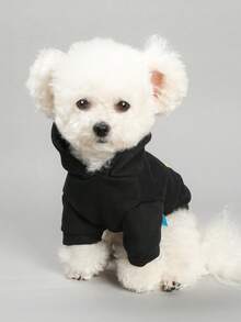 1pc Pet Clothes, Dog Cat Apparel New Hoodies, Halloween Series Wizard Skeleton Pumpkin Witch - Pumpkin Castle Black Hoodie - Back Design