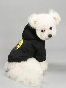 1pc Pet Clothes, Dog Cat Apparel New Hoodies, Halloween Series Wizard Skeleton Pumpkin Witch - Pumpkin Castle Black Hoodie - Back Design
