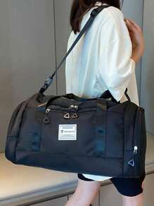 宽敞的周末旅行包 - 超轻，多用途干湿分离/单肩包，非常适合过夜旅行和航空旅行，适用于手提箱、过夜包、健身包、行李袋、周末包、行李袋、手提包、大学包、行李袋、周末包、医院包、假日、冬季包、学校、学校配件、学校用品 - 黑色 - 查看 3