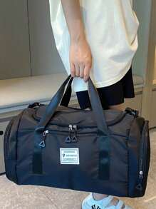 宽敞的周末旅行包 - 超轻，多用途干湿分离/单肩包，非常适合过夜旅行和航空旅行，适用于手提箱、过夜包、健身包、行李袋、周末包、行李袋、手提包、大学包、行李袋、周末包、医院包、假日、冬季包、学校、学校配件、学校用品 - 黑色 - 查看 4