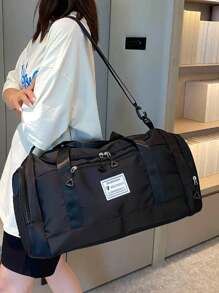 宽敞的周末旅行包 - 超轻，多用途干湿分离/单肩包，非常适合过夜旅行和航空旅行，适用于手提箱、过夜包、健身包、行李袋、周末包、行李袋、手提包、大学包、行李袋、周末包、医院包、假日、冬季包、学校、学校配件、学校用品 - 黑色 - 查看 6