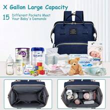 Mochila multifuncional de gran capacidad para maternidad y bebé,navidad - Azul Marino - Ver 3