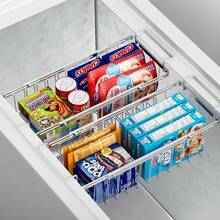 Freezer Baskets For Chest Freezer, Expandable Deep Freezer Organizer Bins Wire Basket Storage Adjustable From 16.5" To 26.5", Stainless Steel Over The Sink Dish Drying Rack For Kitchen - Silver - View 2
