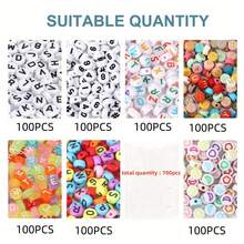 100/700pcs 7 Colors Round Letter Beads Acrylic Alphabet Number Beads For Jewelry Making DIY Necklace Bracelet (7x4mm)