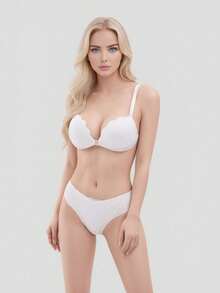 Sujetador adhesivo sin tirantes, brasier adhesivo de tela de encaje invisible, brasier de encaje adhesivo para mujer,   Dos Pares de Sujetadores Sin Tirantes: Adhesivos Invisibles, Sin Espalda, Push-Up, Con Protecciones para los Pezones - Blanco - Ver 3