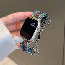Correa hecha a mano para Apple Watch de estilo bohemio tejida, compatible con modelos de 38mm, 40mm, 41mm, 42mm, 44mm, 45mm y 49mm de las Series Apple Watch SE, 9, 8, 7, 6, 5, 4, 3, 2 y 1. Correa de reemplazo elegante y artesanal