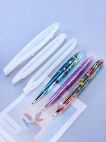 Set de 18 moldes de silicona transparentes y circulares con 3 moldes, que incluye 15 recambios de bolígrafos negros, para hacer bolígrafos DIY, moldeado de resina epoxi, joyería y artesanías de moldes de cristal