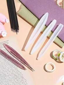 Set de 18 moldes de silicona transparentes y circulares con 3 moldes, que incluye 15 recambios de bolígrafos negros, para hacer bolígrafos DIY, moldeado de resina epoxi, joyería y artesanías de moldes de cristal