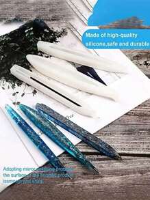 Set de 18 moldes de silicona transparentes y circulares con 3 moldes, que incluye 15 recambios de bolígrafos negros, para hacer bolígrafos DIY, moldeado de resina epoxi, joyería y artesanías de moldes de cristal