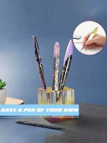 Set de 18 moldes de silicona transparentes y circulares con 3 moldes, que incluye 15 recambios de bolígrafos negros, para hacer bolígrafos DIY, moldeado de resina epoxi, joyería y artesanías de moldes de cristal