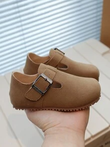 1 双男女款圆头防滑软底钩环休闲鞋，适合学生日常穿着，春秋季 - 駝色 - 查看 4