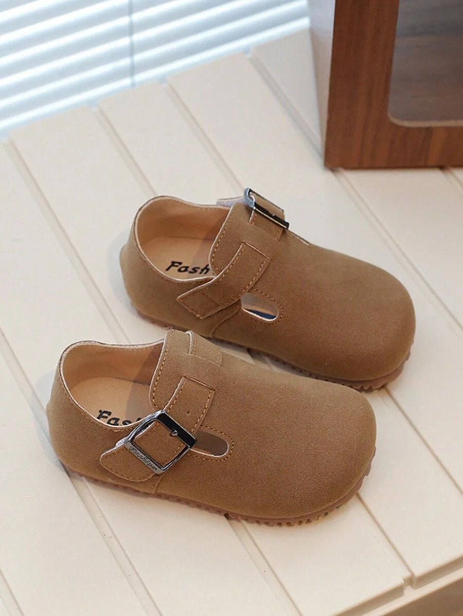 1 双男女款圆头防滑软底钩环休闲鞋，适合学生日常穿着，春秋季 - 駝色 - 查看 1