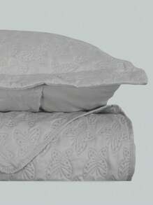 3-Piece Bedspread Quilt Kit Complete Box Bed Ultrasonic Butterfly Quilted - 灰色 - 查看 4