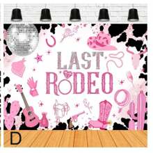 粉色牛仔主题生日横幅背景面料这是我的第一次牛仔竞技炫彩球马蹄香槟生日比赛派对摄影装饰道具乙烯基，圣诞节 - 彩色 - 查看 13