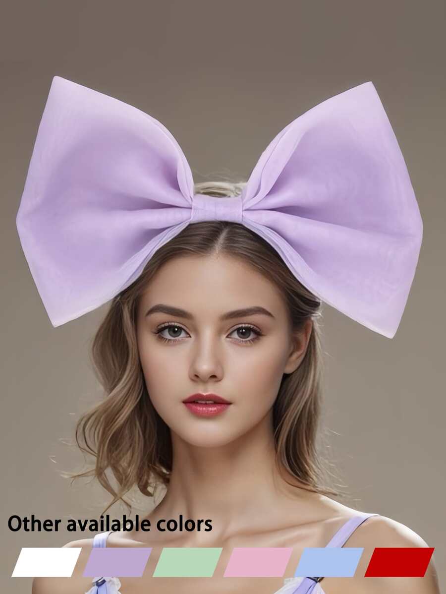 全新超大 3D 蝴蝶结面料头带，可爱甜美照片头饰，修饰小脸浴室发饰，发带，发箍头带 - 彩色 - 查看 1
